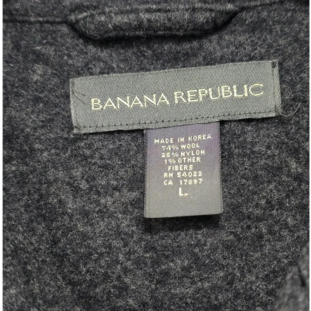 Banana Republic Wool Blend Shirt Jacket Mens SZ L Gray Shacket Heritage Layering